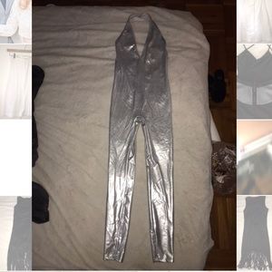 Silver body suit